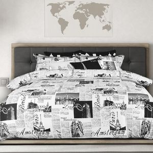 Reversable Duvet/ Shams Included by Alamode (Black & White)